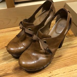 UGG Platform Brown Heels with Bow
